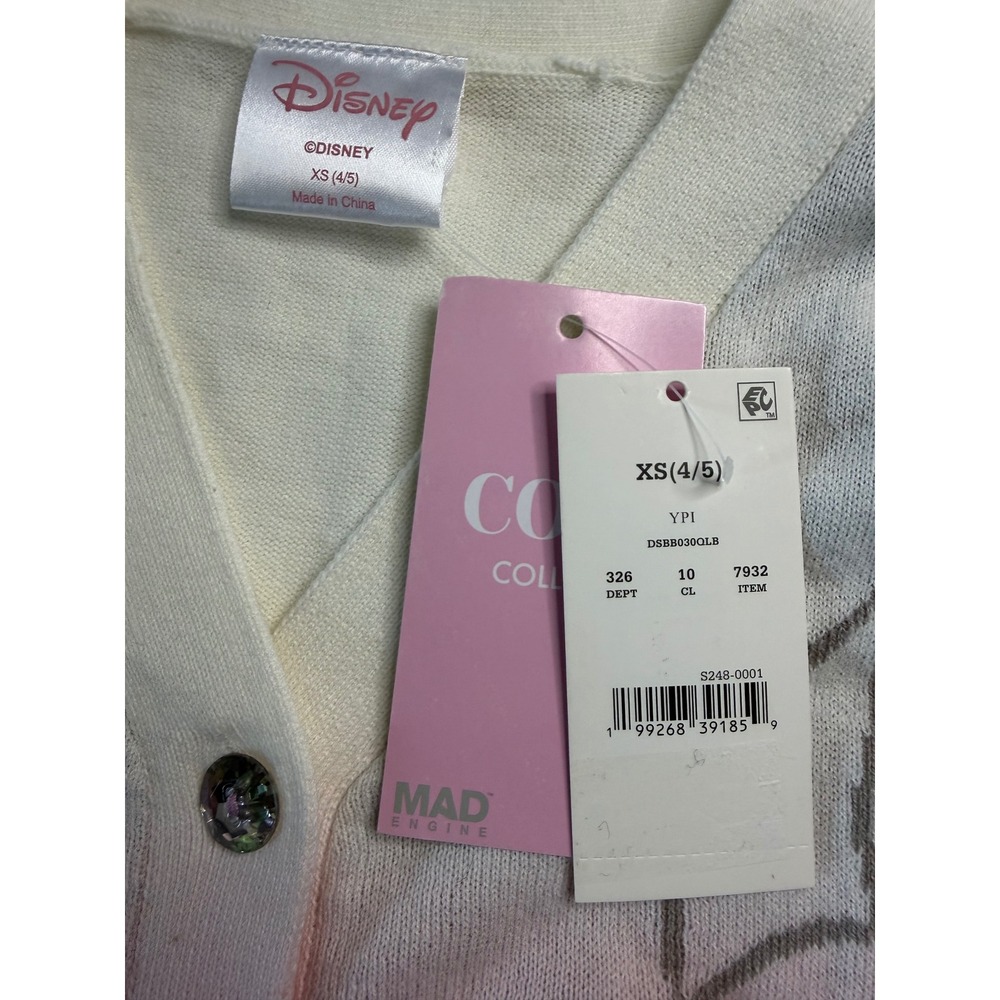 Disney Bambi Thumper Ombre Cardigan Sweater Pink White Kids XS 4/5 Mad Engine - Picture 2 of 2